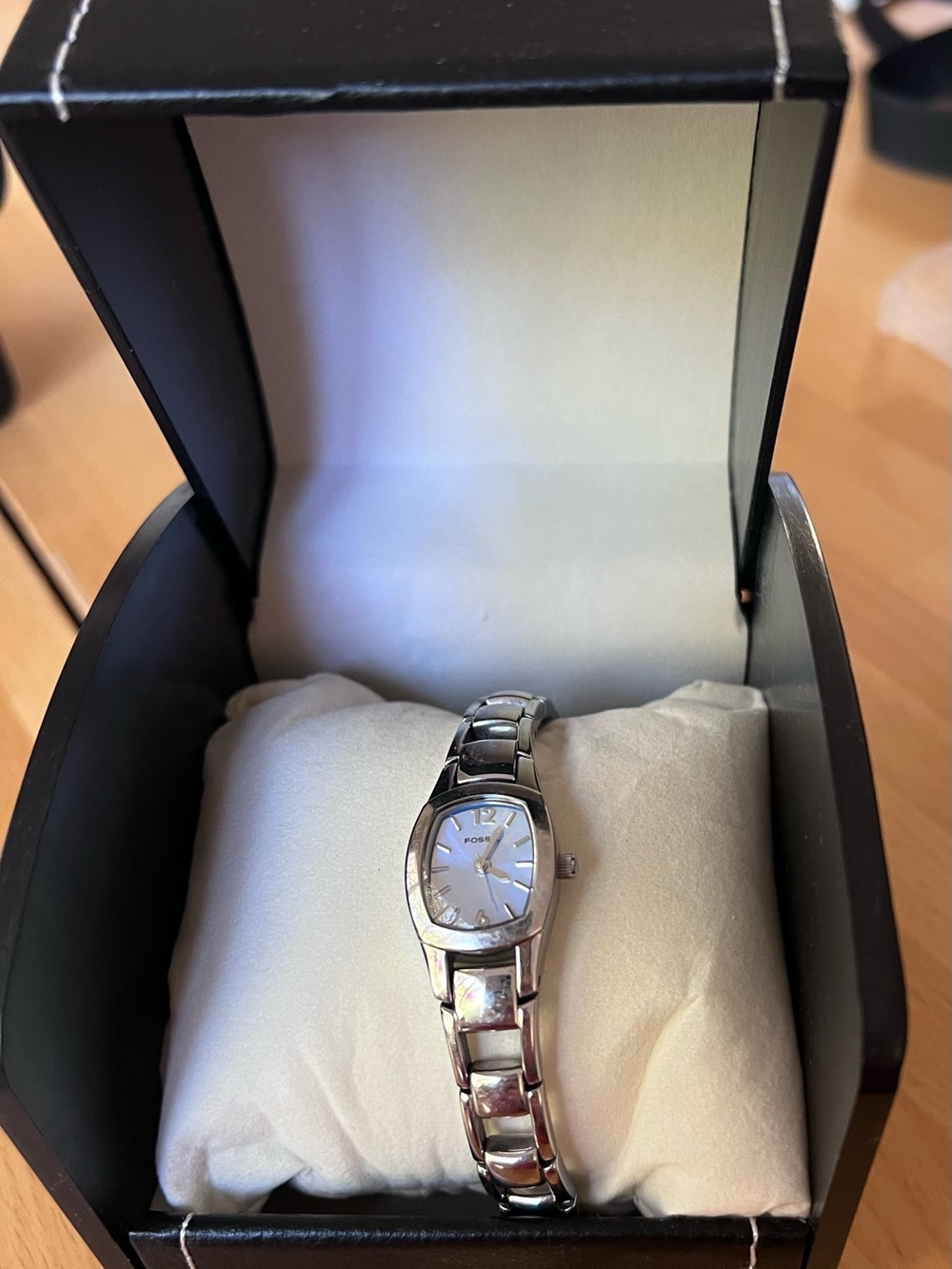 Fossil Silver+blue Y2K Bracelet Watch with Blue Dial